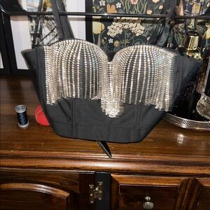 Black Corset Top with Silver Embellishments
